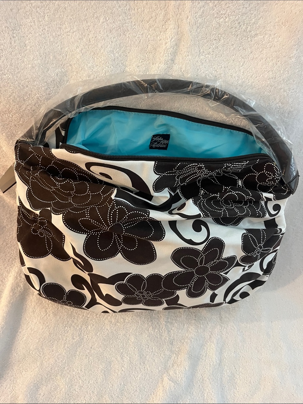 Brown and white floral print